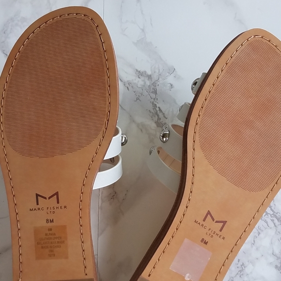 Marc Fisher White Leather Pava Slide Sandals Size 8M - Picture 15 of 16